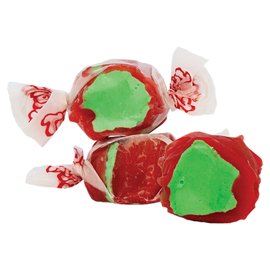 Candy Apple Taffy - Taffy Town candy apple salt water taffy candy with bright red candy coating and green apple-flavored whipped center
